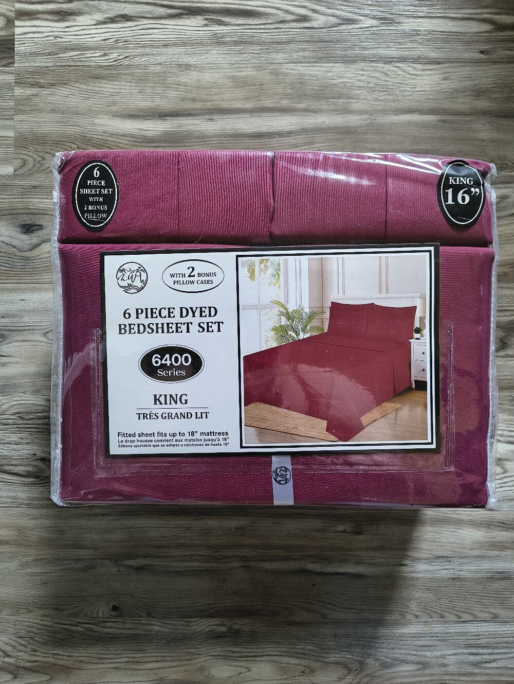 6400 Series 6-Piece Dyed Sheet Set King Size Burgundy